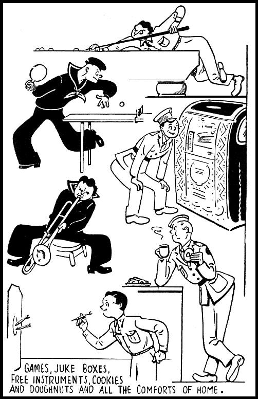 Games, Juke Boxes, Free Instruments, Cookies and Doughnuts and All the Comforts of Home.